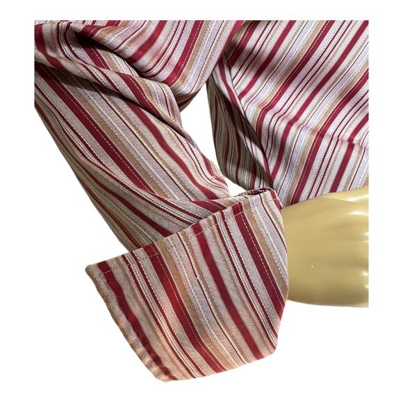 Vintage 70's Retro stripped bouse dagger collar large fold back cuffs size large - Picture 4 of 12